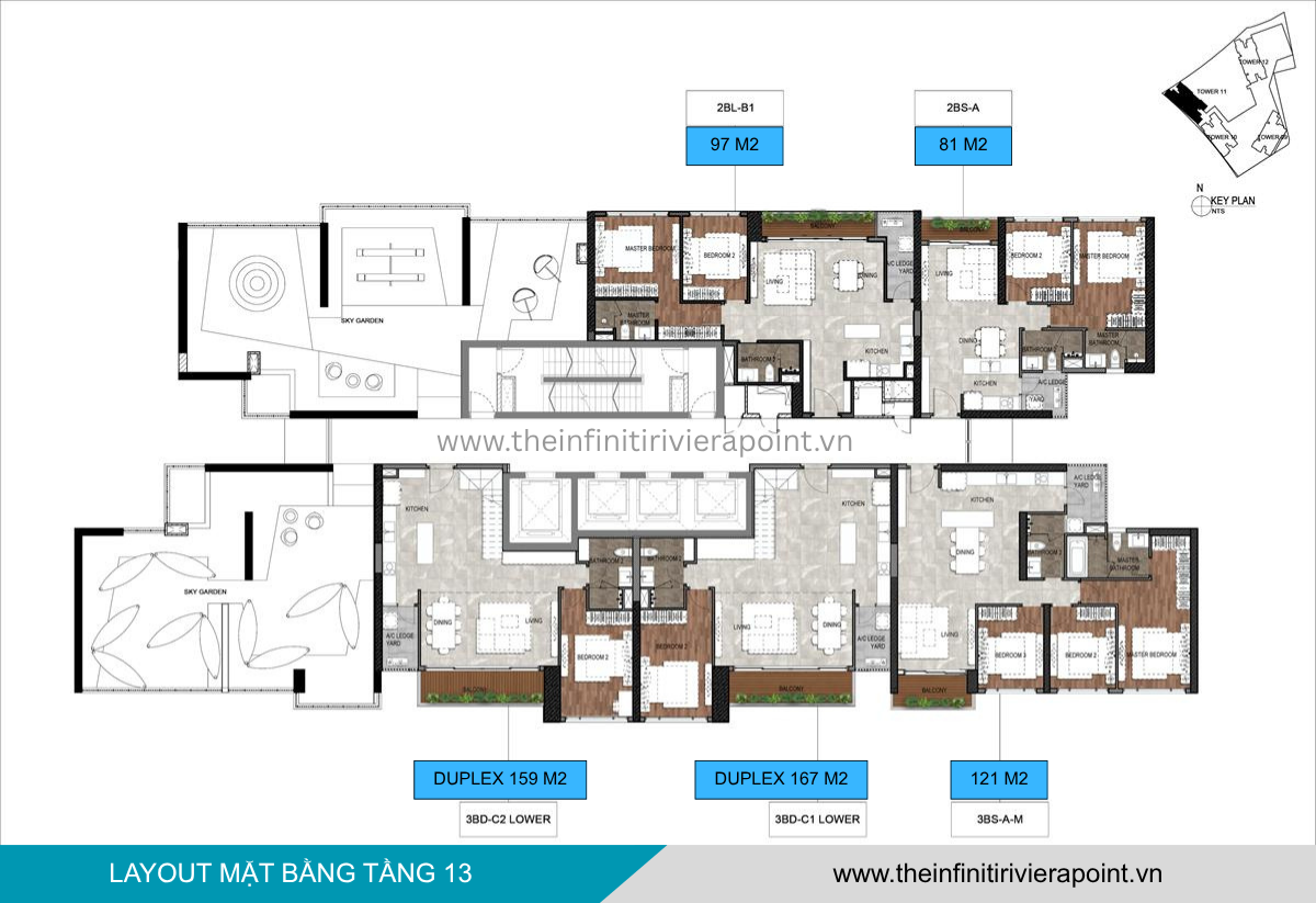 Mặt bằng tầng 13 Tòa T11 The Infiniti Riviera Point