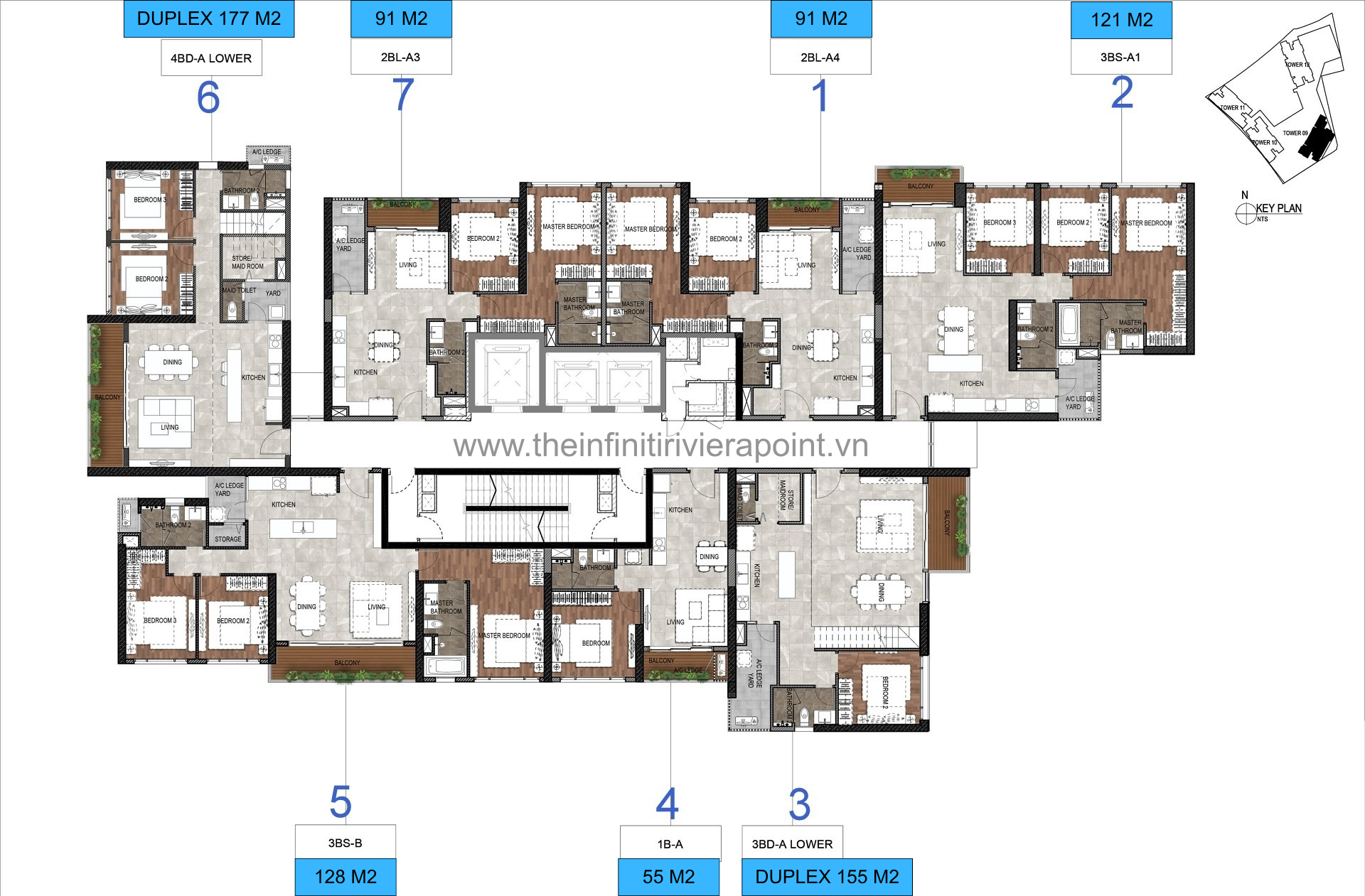 Mặt bằng điển hình tòa T9 The Infiniti Riviera Point