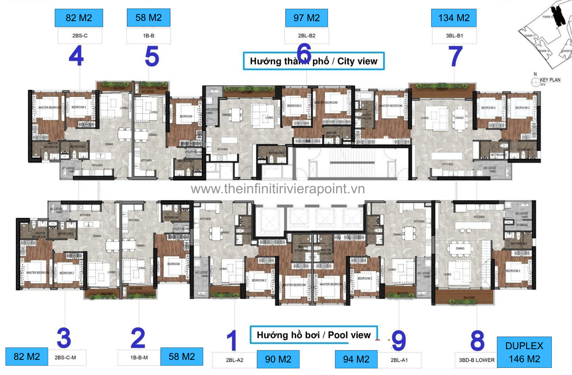 Mặt bằng điển hình tòa T12 The Infiniti Riviera Point