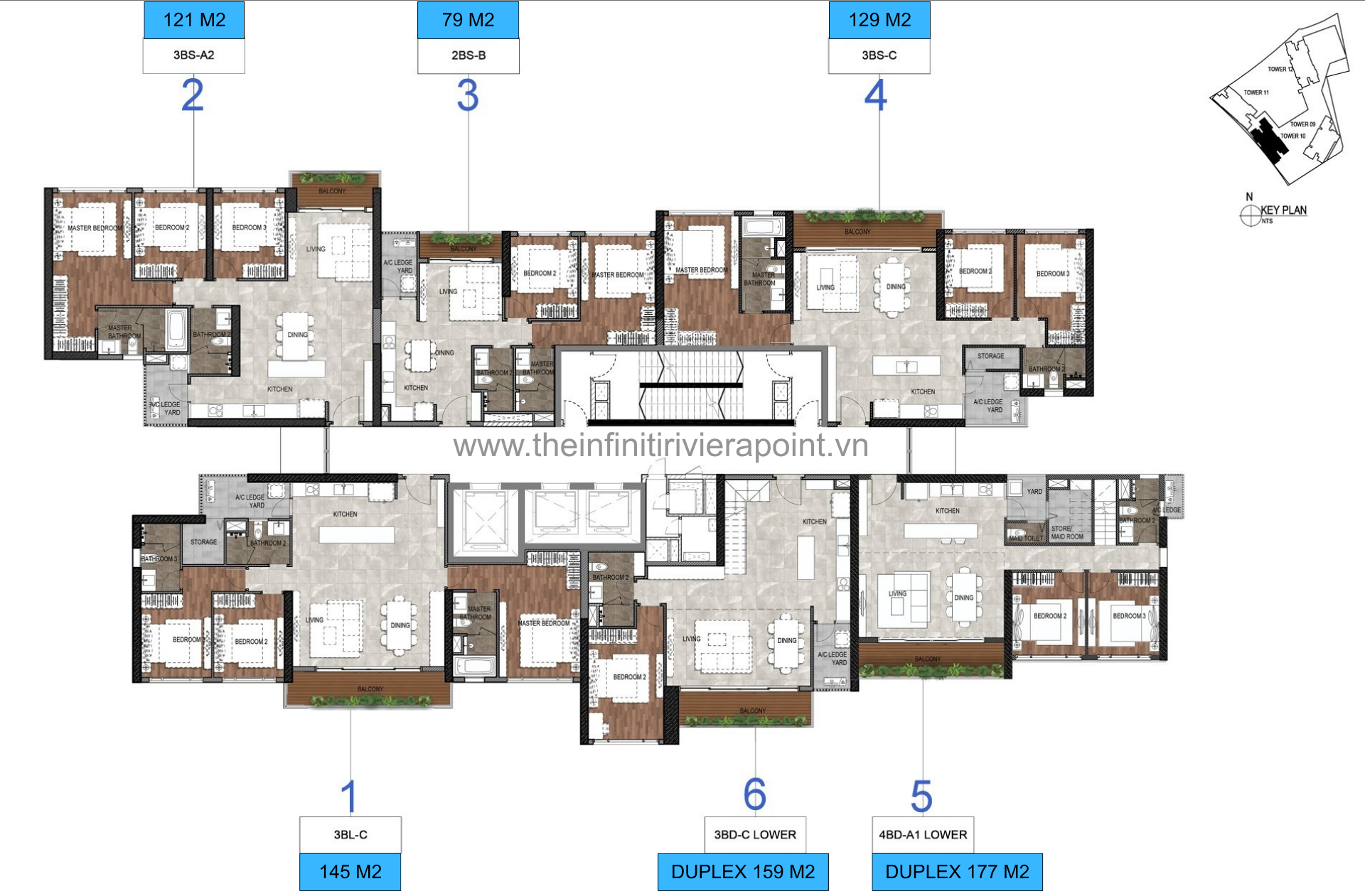 Mặt bằng điển hình tòa T10 The Infiniti Riviera Point