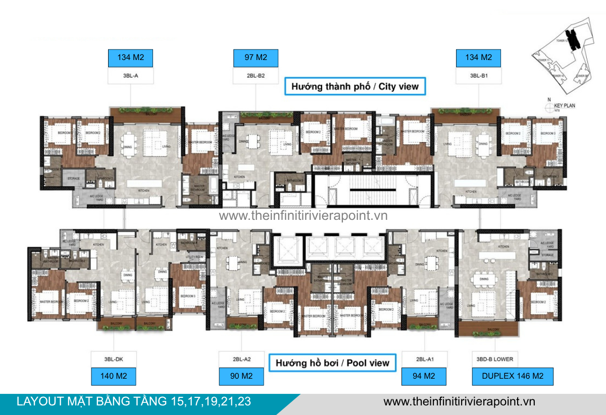 Mặt bằng tầng 15,17,19,21,23 Tòa T12 The Infiniti Riviera Point