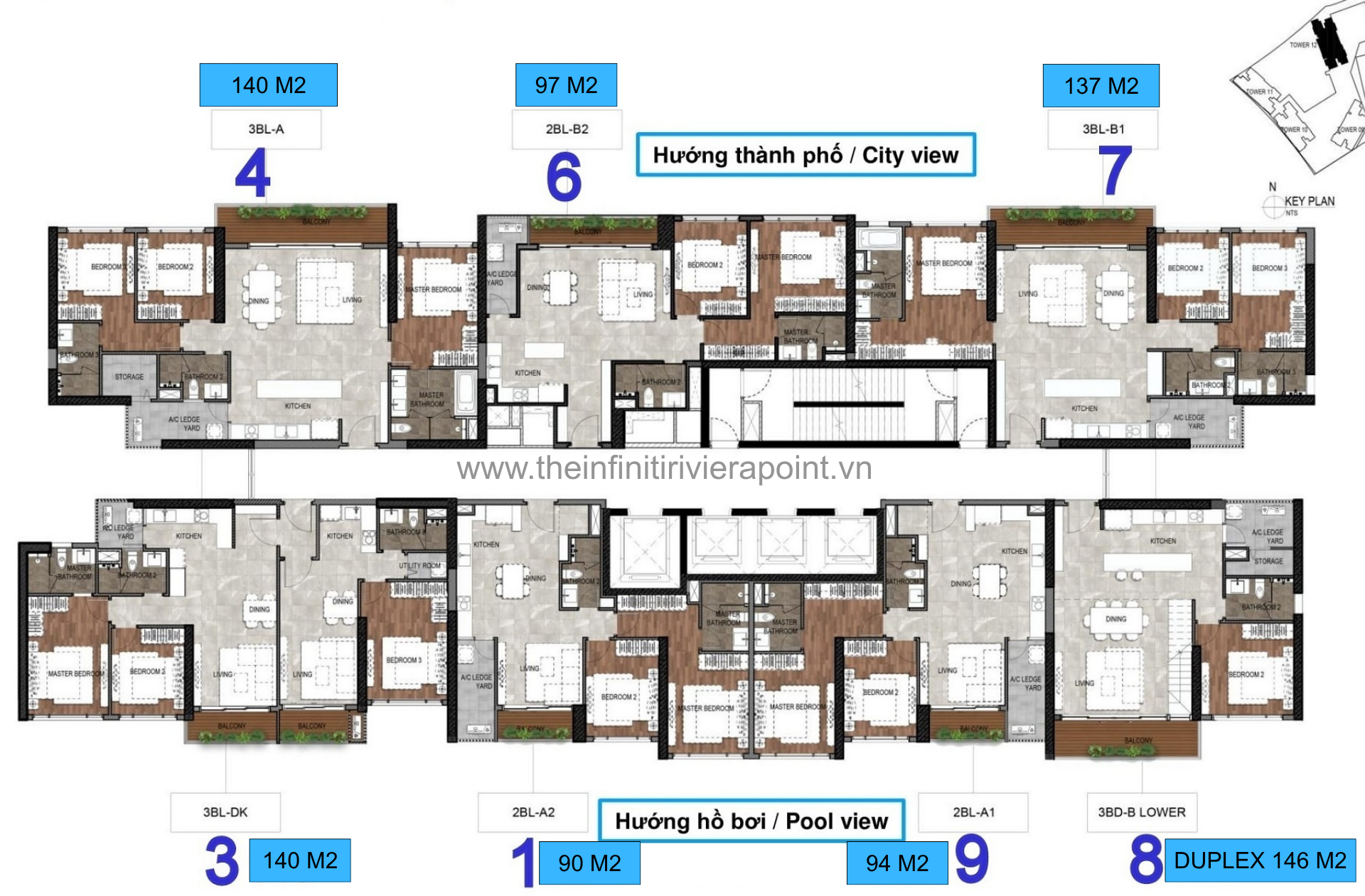Mặt bằng điển hình tòa T12 The Infiniti Riviera Point