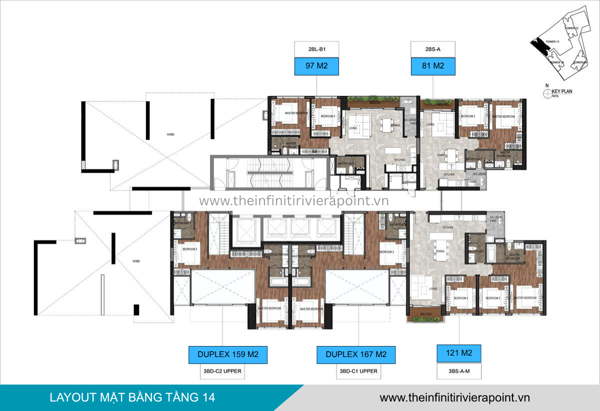 Mặt bằng tầng 14 Tòa T11 The Infiniti Riviera Point