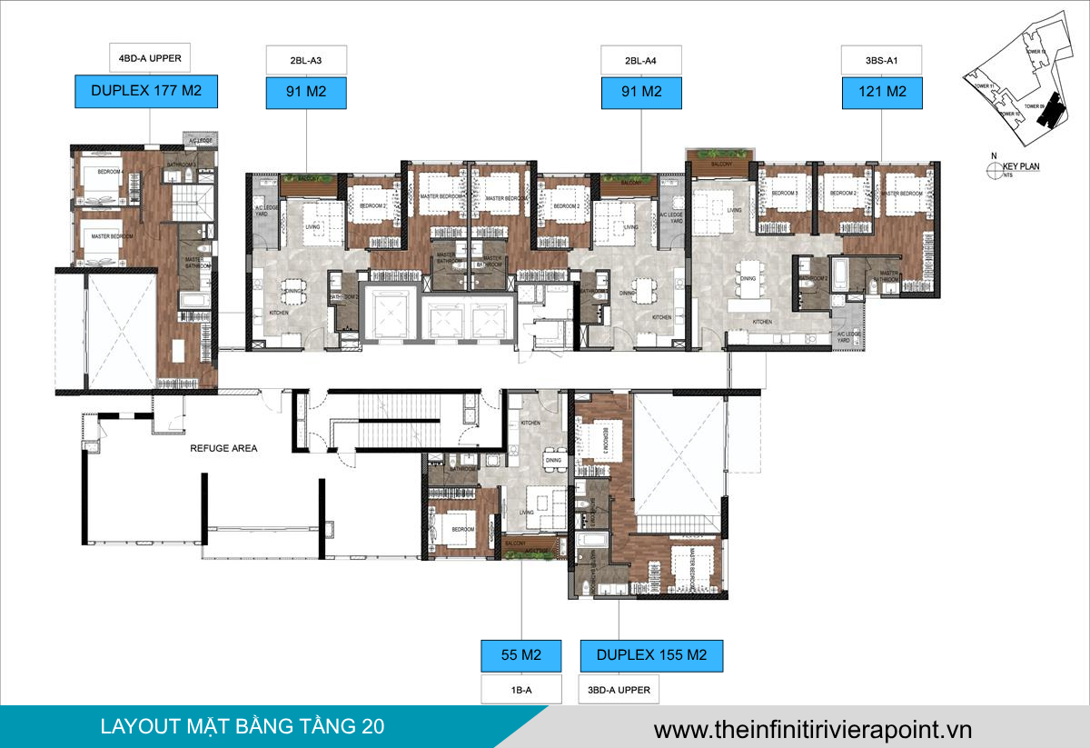 Mặt bằng tầng 20 The Infiniti Riviera Point