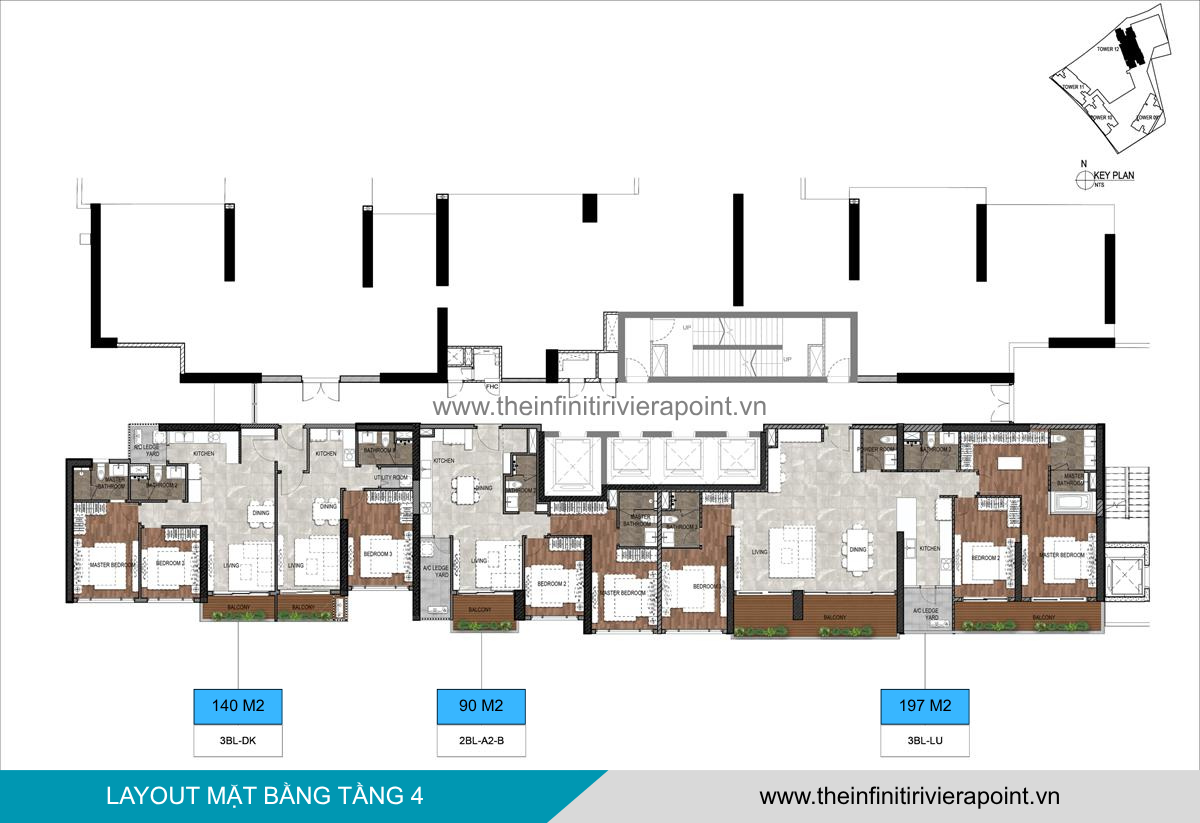 Mặt bằng tầng 4 Tòa T12 The Infiniti Riviera Point