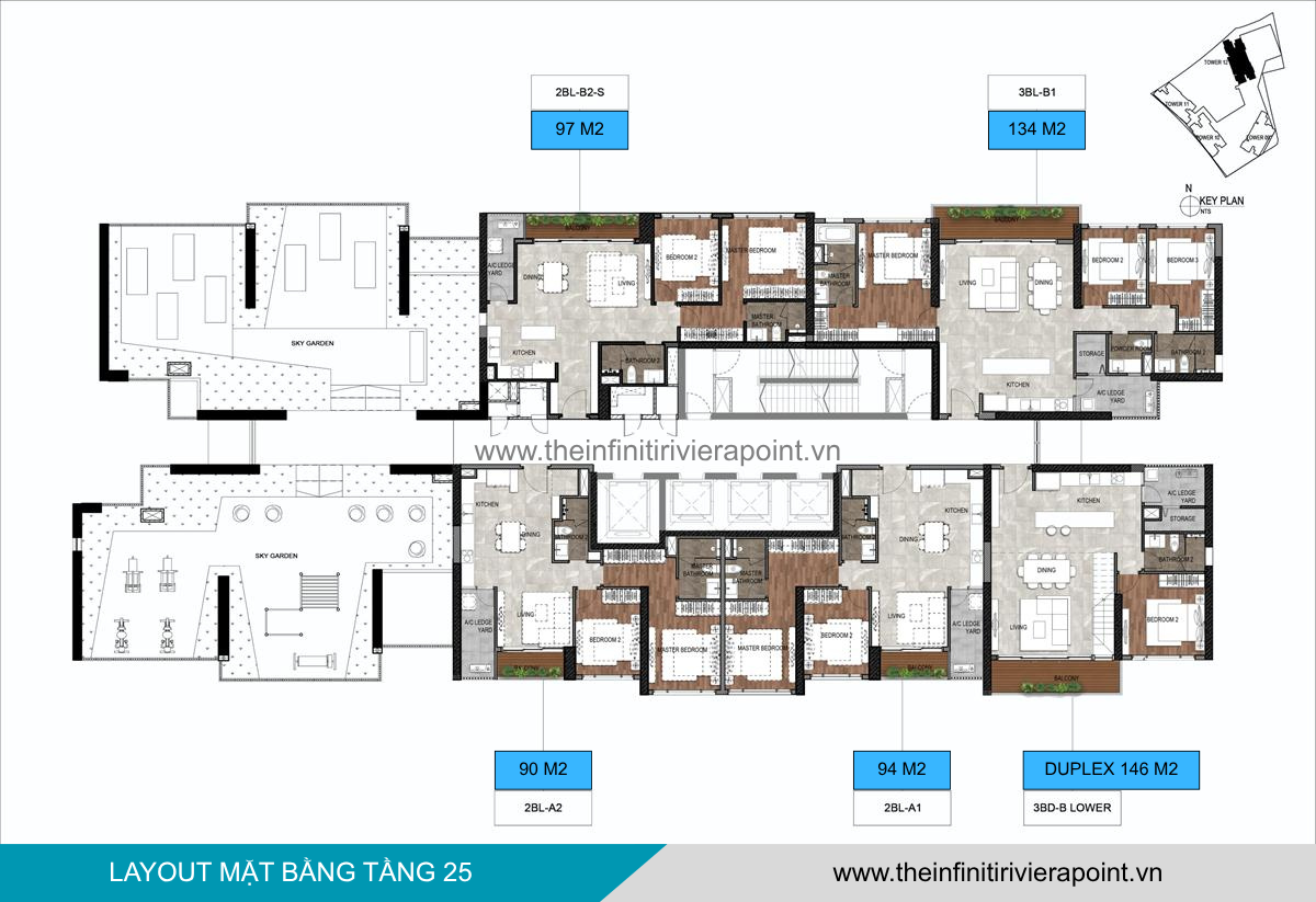 Mặt bằng tầng 25 Tòa T12 The Infiniti Riviera Point
