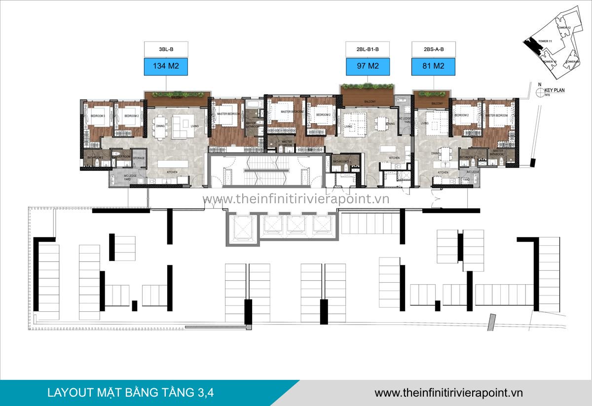 Mặt bằng tầng 3,4 Tòa T11 The Infiniti Riviera Point