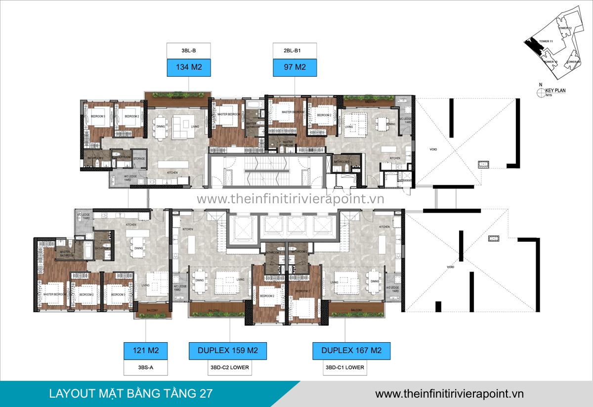 Mặt bằng tầng 27 Tòa T11 The Infiniti Riviera Point