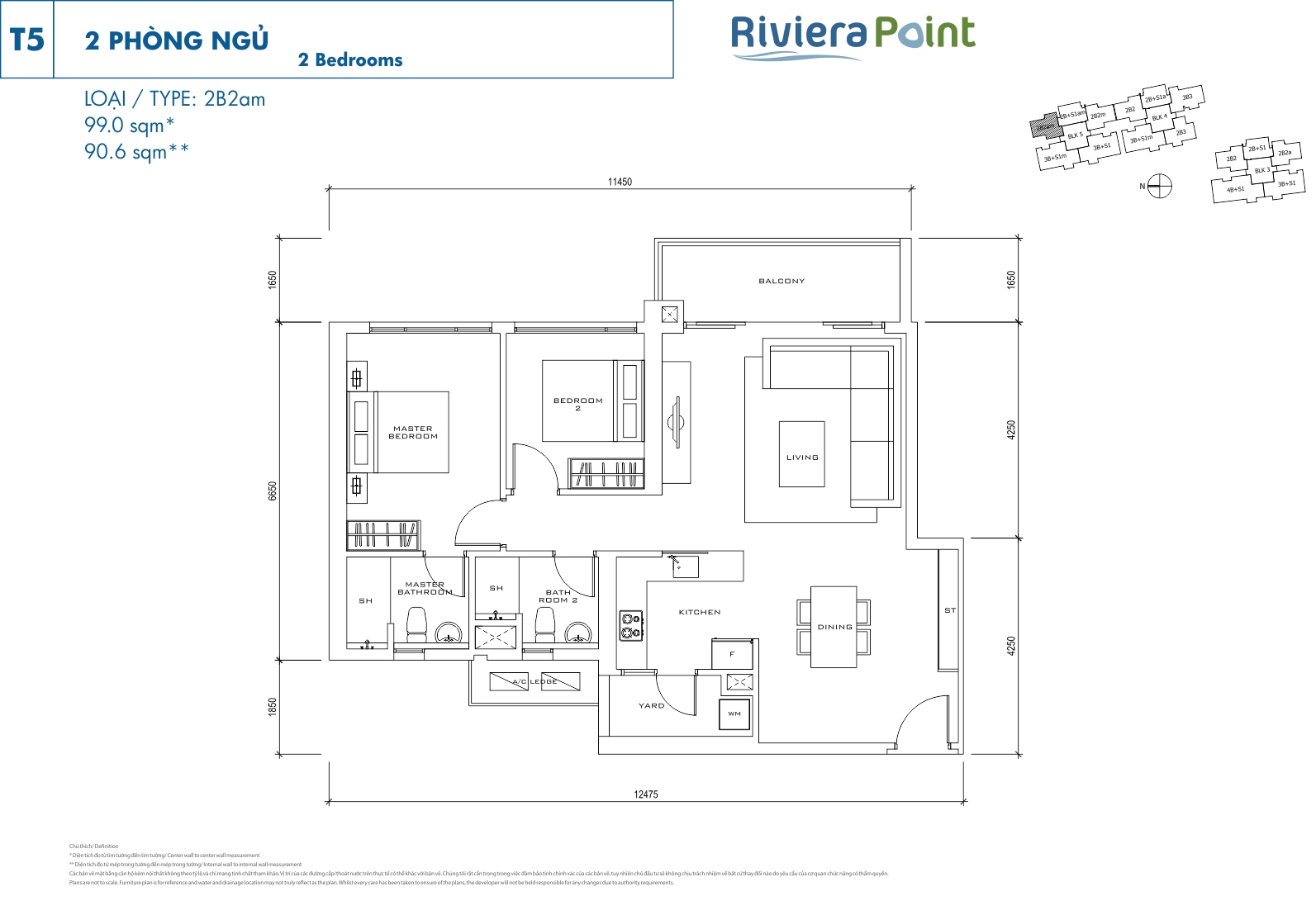Mặt bằng căn hộ Riviera Point loại 2 phòng ngủ