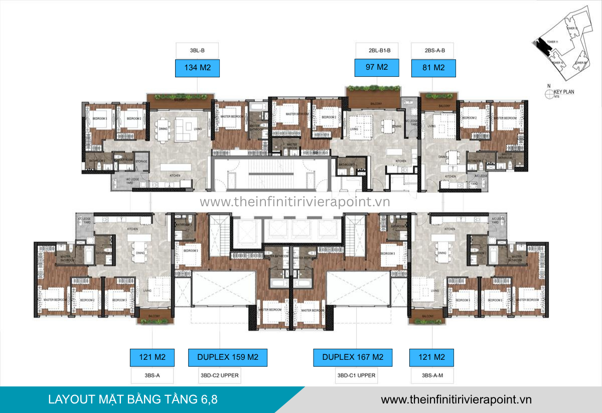 Mặt bằng tầng 6,8 Tòa T11 The Infiniti Riviera Point