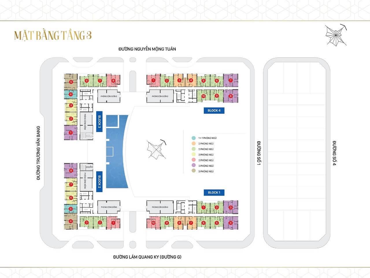 mặt bằng tầng 3 dự án căn hộ Victoria Village